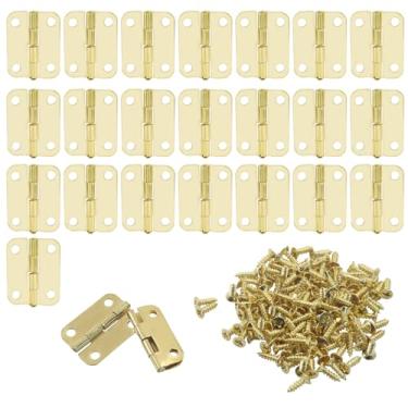 Imagem de Murtenze 24 peças de dobradiça, dobradiças de metal dobráveis de 2,5 cm x 3/10.2 cm com parafusos para armário de porta de armário, joias, caixa de madeira (ouro)
