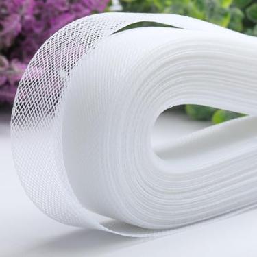 Imagem de Trança de crina de cavalo rígida de 50 metros de 2,5 cm de largura, rolo de trança para vestido de noiva, acessórios de vestido formal, saia desossada, modelagem de costura (branco, 2,5 cm)