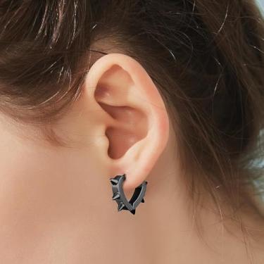 Imagem de Brincos de argola grossos, masculinos, estilo punk, One Size, Aço inoxidável, Sem pedra preciosa