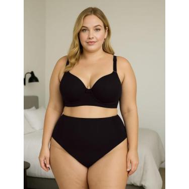 Imagem de Conjunto Plus Size Sutiã Reforçado Bojão e Calcinha Cós Alto - c7 DANI