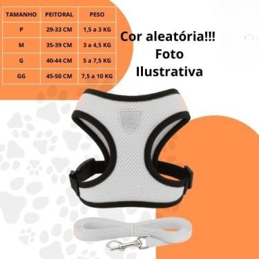 Imagem de Coleira Peitoral Ajustável para Cachorro e Gato com Guia – Peitoral Respirável Refletivo, Confortável e Seguro, Material Poliéster para Passeio(1 unidade - Aleatória,G)
