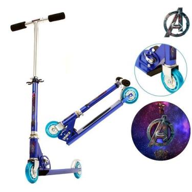 Imagem de Patinete Scooter Marvel Vingadores Infantil Azul de Alumínio - DM Radi