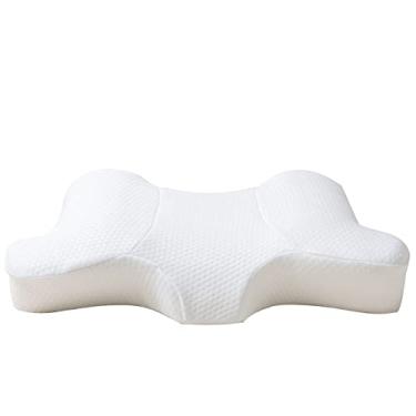 Imagem de SPXMQSS Travesseiro ortopédico de pescoço para dormir nas costas, travesseiro cervical para dor no pescoço e ombro em todas as posições de dormir, travesseiros ergonômicos para reparo de correção de
