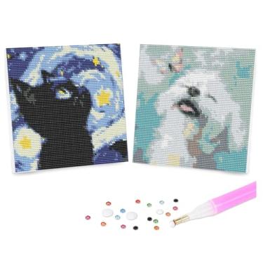 Imagem de Pacote com 2 kits de arte de diamante para crianças com moldura, pintura de diamante 5D DIY por números para iniciantes, artes divertidas e artesanato para meninos e meninas de 6 a 8 a 12 anos, 15 x