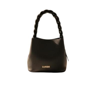 Imagem de Bolsa Feminina Transversal com Alça Trançada, Couro Sintético, Preta, 14x16x25cm, com Alça Ajustável