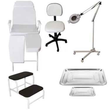 Imagem de Kit Podologia Cadeira Mocho Luminária com Exaustor Tripé - Fiscomed, 1
