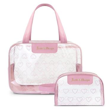 Imagem de Kit Bolsa E Nécessaire Transparente Love Rosa