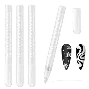 Imagem de Ksheria Pacote com 4 canetas de arte de unhas, marcadores de arte de unhas de ponta fina de 0,7 mm para pintar unhas, canetas de design de unhas e marcadores de grafite para uso em unhas de acrílico