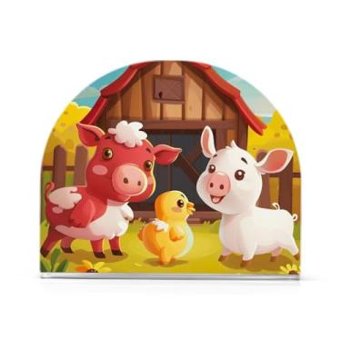 Imagem de Bonito porta-guardanapos de tecido de animais de fazenda, suporte de guardanapo de acrílico para mesas, suporte de guardanapo de pé para jantar cozinha restaurante decoração de casa acessórios de bar