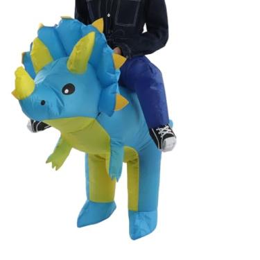 Imagem de Cffuvros Fantasia de Dinossauro Inflável para Adultos/Crianças, Macacão Inflável T Rex com Cauda, ​​Fantasia Leve de Halloween para Festa, Cosplay, Aniversário, Diversão de Natal (Crianças do meio