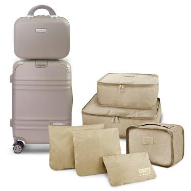 Imagem de Kit Mala De Bordo, Frasqueira E Organizadores De Mala Elite Bege
