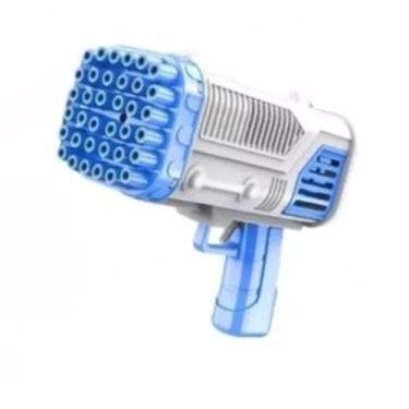 Imagem de Mega Lançador de Bolhas Automático Bazuca de Sabão - 69 Furos com Luz LED, Bateria Recarregável, Brinquedo Metralhadora de Bolhas para Festas e Crianças (AZUL)