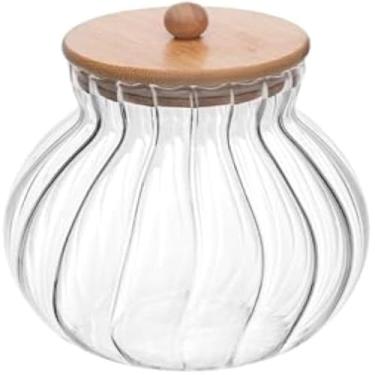 Imagem de Pote para mantimentos com tampa de bambu para alimentos secos, resistente, compacto