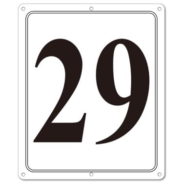 Imagem de i-CowFun Placa numerada de metal premium ao ar livre, refletiva 30,5 x 25,4 cm placas numeradas de alumínio grande 29 para estacionamento, quadra de tênis, campo, armazém, corredor, edifício, doca
