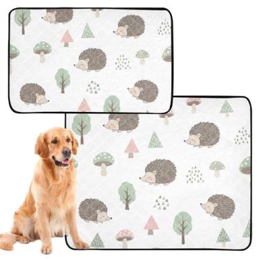 Imagem de TSENQUE Almofadas laváveis de xixi para cães, à prova d'água, tapete de cercadinho para cães, ouriços fofos, floresta, branco, almofada extra grande, absorvente, pequeno x pacote com 3