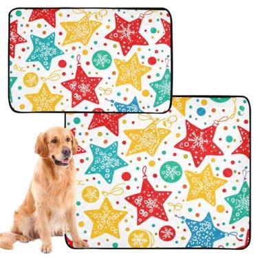 Imagem de Almofadas de xixi com bolinhas coloridas vermelhas de Natal, lavável, impermeável, antiderrapante, tapete de xixi, reutilizável para cães, médio + grande, conjunto de 2