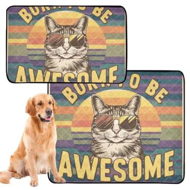 Imagem de TSENQUE Awesome Cat Cute Wee Wee Pad para animais de estimação, almofadas laváveis para cães, tapete à prova d'água para gaiola, almofadas absorventes de parto, pequeno x pacote com 3