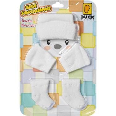 Imagem de Kit Meias Luvas e Touca Bebê Recém-Nascido Menina Fofurinha Maternidad