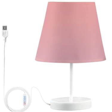 Imagem de TSENQUE Balde rosa coral lilás gradiente USB moderno candeeiro de mesa personalizado lâmpadas de cabeceira para mesinhas de cabeceira reguláveis LED lâmpadas de quarto de crianças estéticas