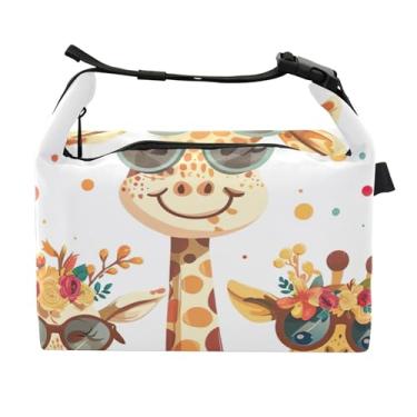 Imagem de TSENQUE Happy Girafa Animal Family Lancheira para Mulheres Lancheira Macia Lancheira para Trabalho Linda Bolsa Térmica para Trabalho