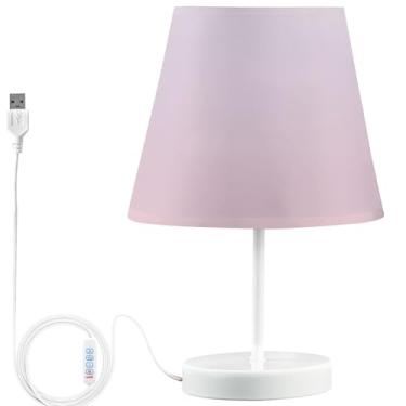 Imagem de TSENQUE Candeeiro de mesa gradiente azul rosa personalizado ombré, lâmpadas de LED modernas para mesinhas noturnas, recarregável por USB, lâmpada quente exclusiva para quarto