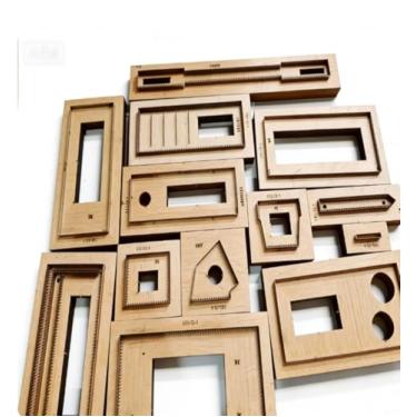 Imagem de YJIUYUANQ Molde de artesanato de couro de 175 x 90 mm, perfurador e cortador de madeira para projetos de porta-cartões de carteira