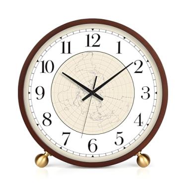 Imagem de Maxspace Relógio de mesa - Relógio de mesa silencioso de 20 cm, sem tique-taque, relógio de mesa, decoração operada por bateria, relógio redondo para sala de estar, escritório, decoração de quarto