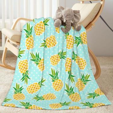 Imagem de Lukbfall Cobertores de abacaxi, cobertor de lã ultramacio para sofá, sofá, acampamento, viagem, leve e quente, cobertor de cama de fundo de bolinhas para todas as estações, decoração de casa, 127 x