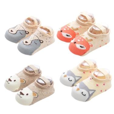 Imagem de Kit 4 Meias Sapatilhas Antiderrapante Pietra Baby Infantil Unissex Alg