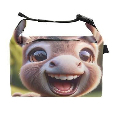 Imagem de TSENQUE Lancheira feminina reutilizável personalizada de burro sorridente para o trabalho, bolsa térmica divertida e fofa para o trabalho