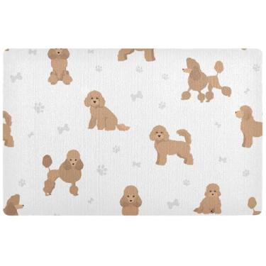 Imagem de Tapete de porta personalizado em miniatura para cães Poodle Tapete de porta engraçado à prova d'água Tapete de boas-vindas absorvente para entrada 81 x 50 cm