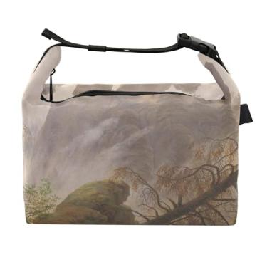 Imagem de TSENQUE Lancheira personalizada com paisagem rochosa Elba Sandstone Mountains para mulheres, lancheira floral para trabalho, bolsa térmica térmica para trabalho