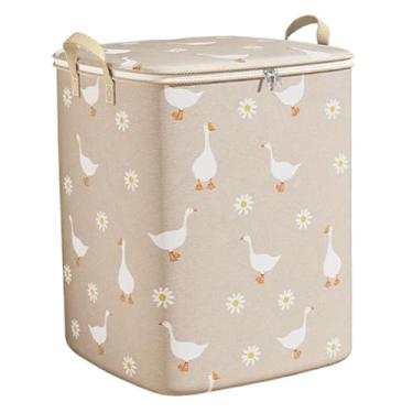 Imagem de FytStycale Saco para guardar edredom, roupa suja, presente, organizador de tecido não tecido, saco para guardar colchas, brinquedos, armário, roupa de cama de, Beige 180 L