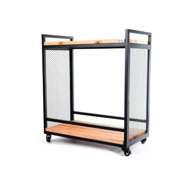 Imagem de Carrinho Churrasco Mesa de Servir Multiuso Gourmet em Aço e Madeira Maciça