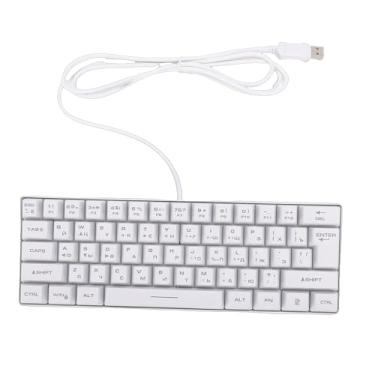 Imagem de Zopsc Teclado para Jogos Em Russo e Inglês, 61 Teclas, Russo, Inglês, Idioma Duplo, Com Fio, Ergonômico, Teclado Mecânico para Jogos Com Luz RGB para PC e Laptop (Branco)