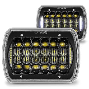 Imagem de TRUE MODS 7 x 6 5 x 7 H6054 faróis de LED preto H4 2B1 farol selado lâmpada de substituição para Jeep Wrangler YJ Cherokee XJ Chevy Express Ford Econoline Van GMC Savana Nissan D21 Toyota caminhonetes