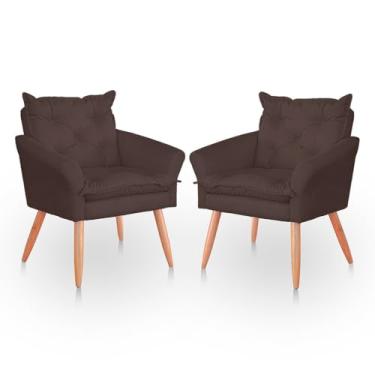 Imagem de Kit 02 Cadeira Poltrona para Sala e Quarto Confortável e Reforçada (Marrom)