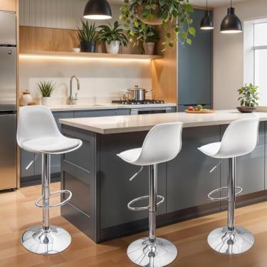 Imagem de Kit com 2 Banquetas Giratórias Ajustáveis – Base Cromada, Design Moderno e Conforto Garantido(Branco)