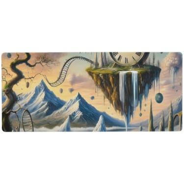 Imagem de Relógio Surreal Blue Desk Pad Gaming Antiderrapante, Tapetes de Mesa, Mouse Pad Grande para Jogos, 80 x 39,9 cm