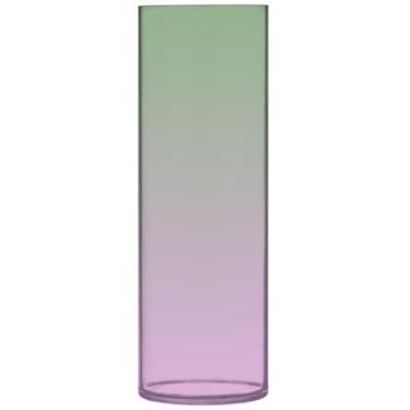 Imagem de Vaso de flores cilíndrico para mesa dinossauro verde lavanda média gradiente magenta vasos altos de plástico bonito personalizado exclusivo decoração de casa, estética, 30 cm x 9,9 cm