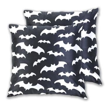 Imagem de Joitme Conjunto de 2 capas de almofada preto e branco morcegos para cama, 40 x 40 cm, 2 peças