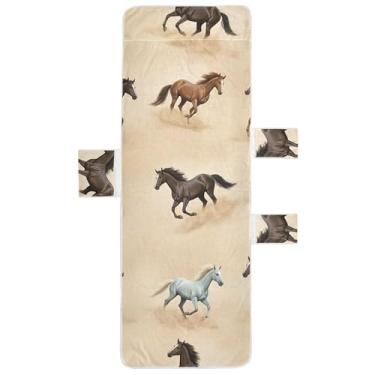 Imagem de Brown Horse Chaise Lounge Cover Toalha de Cadeira Toalha de Praia com Bolso Superior Ajustado Espreguiçadeira Externa 215,9 cm x 76,2 cm