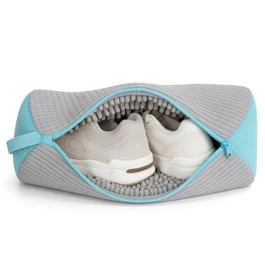 Imagem de Bolsa para lavar Tênis e Sapatos, Saco para Lavagem na Máquina – Proteção Antimpacto, Zíper Reforçado, Microfibra Chenille (Cinza)