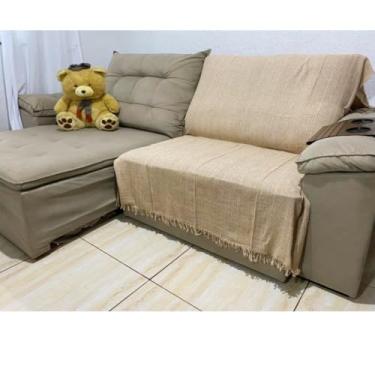 Imagem de Manta para Sofá Decorativa 2,10x1,20m em Algodão – Protetora para Sala 2 ou 3 Lugares(Caramelo)
