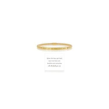 Imagem de Harlermoon Pulseira feminina Don't Let The Hard Days Win inspiradora de aço inoxidável com contas de metal preto Obsidiana joia inspiradora, Medium, Aço inoxidável, Sem Pedra Preciosa