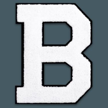 Imagem de QianSiLi Remendos de letras universitárias de chenille branco de 15 cm, letras grandes para jaquetas Letterman, moletons com capuz, mochilas, coletes, roupas, adesivos individuais da letra B
