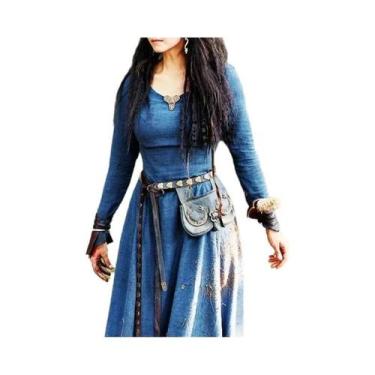 Imagem de Vestido Medieval Feminino De Manga Longa Maxi Vintage Fada Élfica Rena