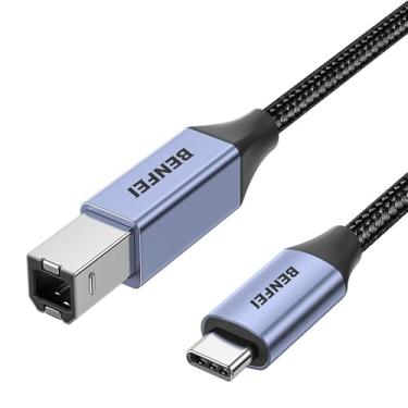 Imagem de Cabo Usb C Para Usb B 2m Para Impressora, Scanner E Áudio, Nylon Trançado, Alta Durabilidade, Plug And Play, 480 Mbps, Compatível Com MacBook, Android E Windows, Cabo Para Impressora Usb C - Cinza
