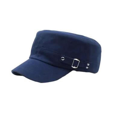 Imagem de Boné Unissex Ajustável De Algodão Liso Estilo Militar Com Aba Reta Par
