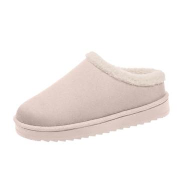 Imagem de Chinelo feminino casual moderno baotou confortável sola macia grossa quente casa interior exterior sapatos femininos confortáveis, Branco, 39